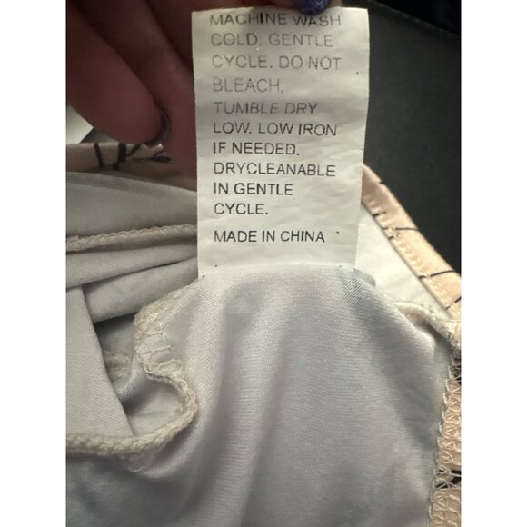 Shein Long Sleeve Tattoo Print Crop Top With Mock Neck Beige & Black Womans M - Picture 6 of 16